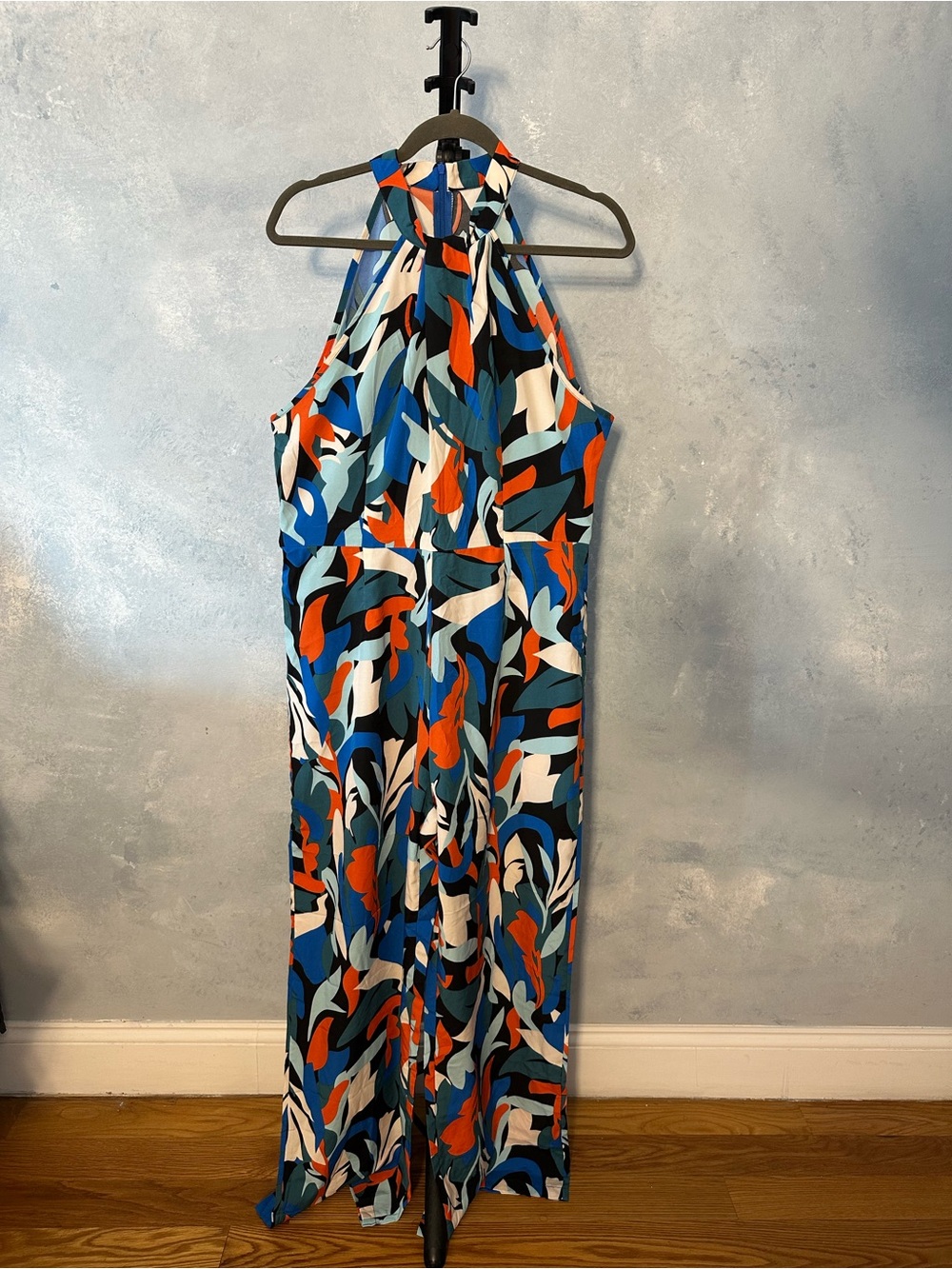 Halter Maxi Dress in Blue Multi